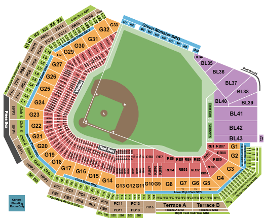 Fenway Park Red Sox Seating Chart